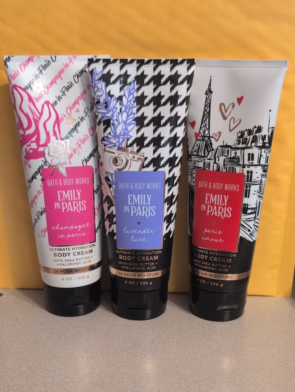 Bath & Body Works Emily in Paris Body Cream Trio - Pink, Blue, Red
